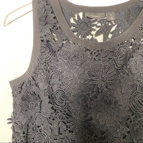 Halogen Black Crochet Floral Appliqué Shift Dress - Picture 3 of 7